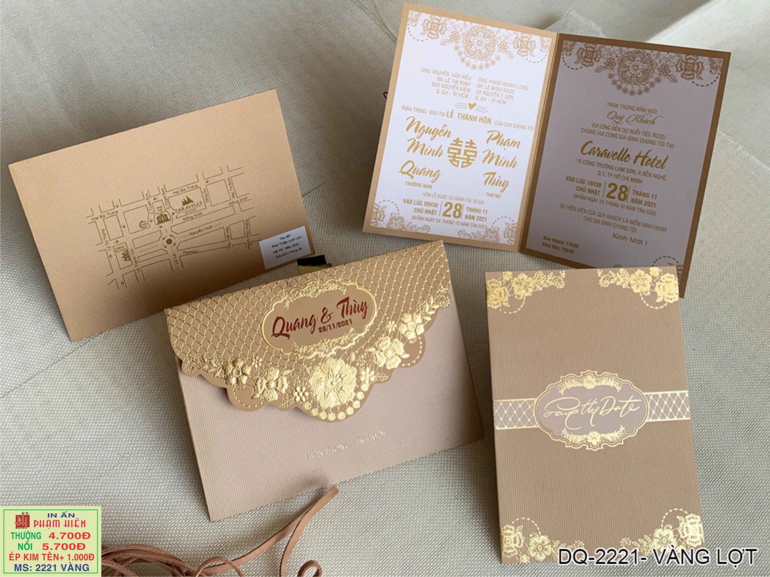 THIỆP CƯỚI 2221 VÀNG