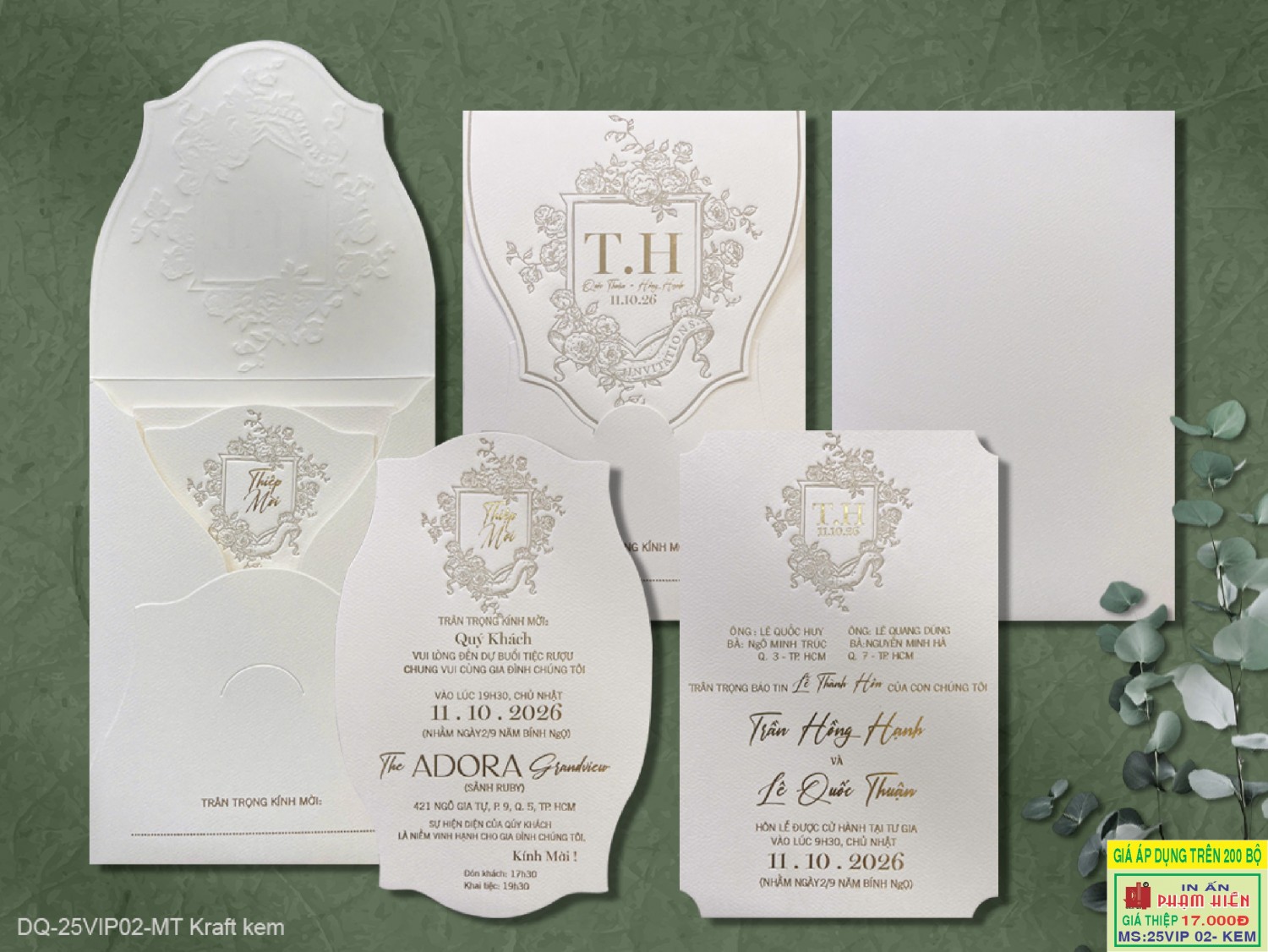 THIỆP CƯỚI 25VIP02 - MT Kraft kem