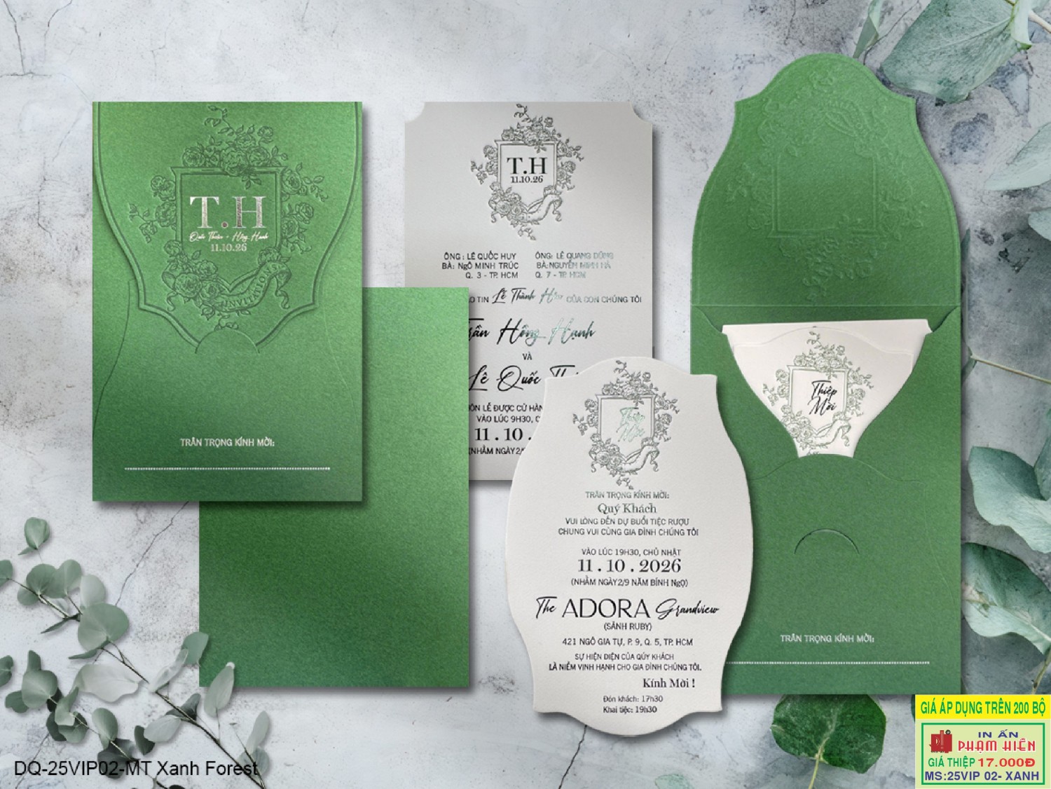 THIỆP CƯỚI 25VIP02 - MT Xanh forest