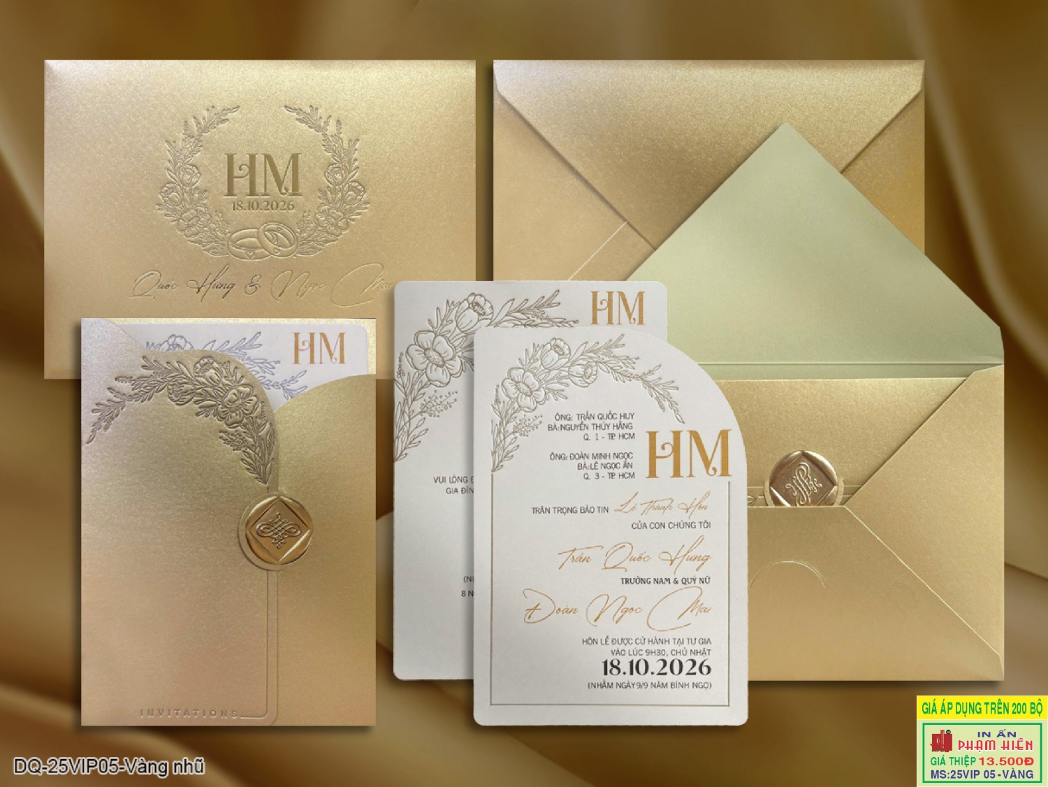 THIỆP CƯỚI 25VIP05 - Vàng nhũ