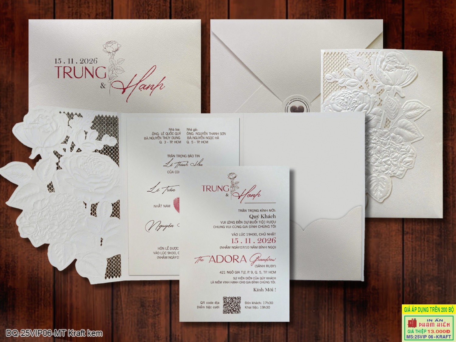 THIỆP CƯỚI 25VIP06 - MT Kraft kem