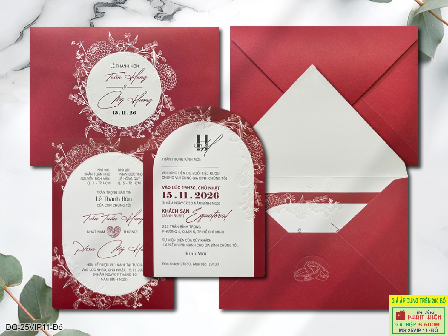 THIỆP CƯỚI 25VIP11 - Đỏ
