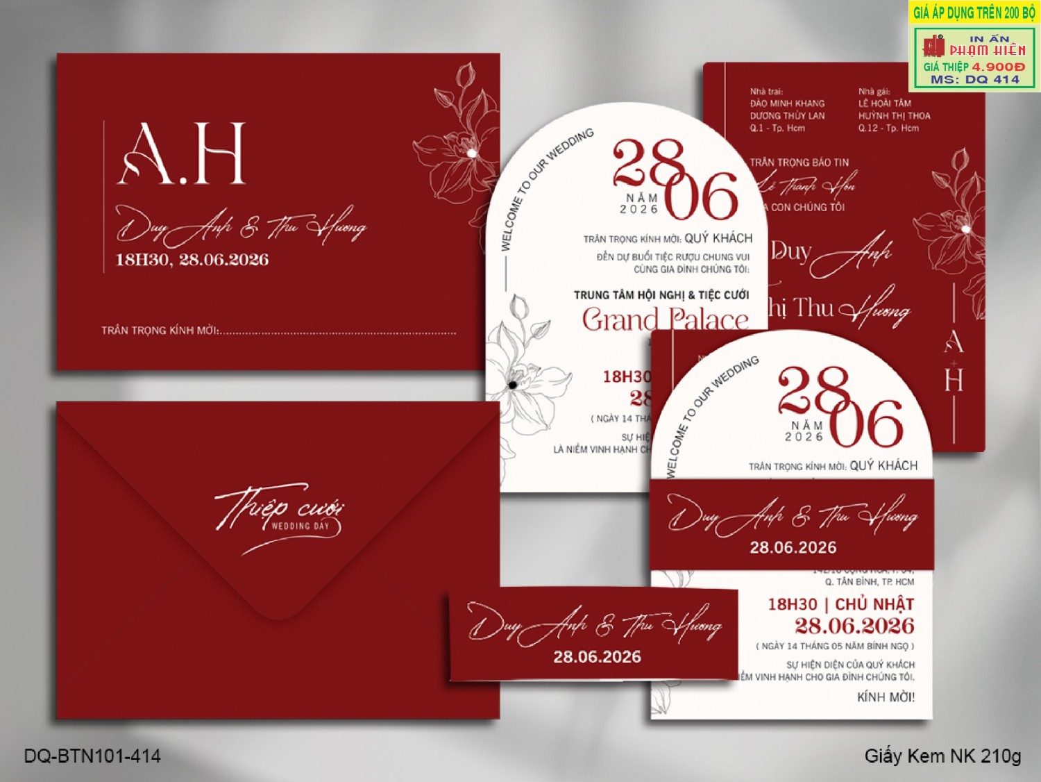 THIỆP CƯỚI DQ 414