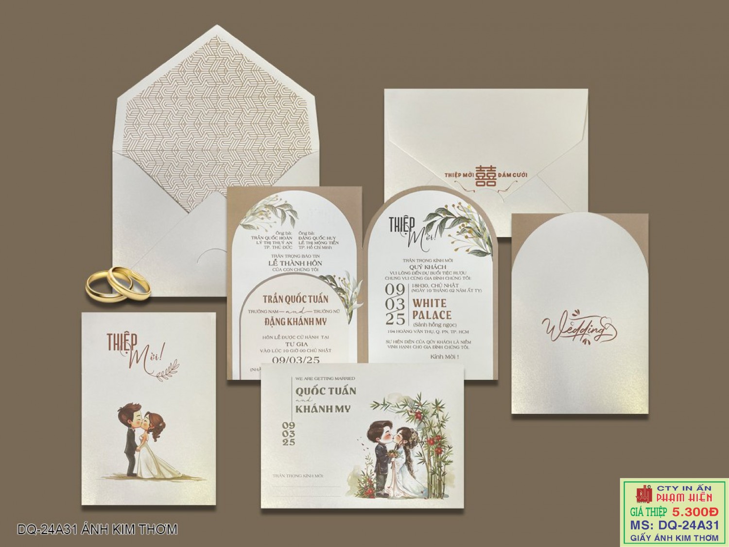 THIỆP CƯỚI 24A31 GIẤY ÁNH KIM THƠM