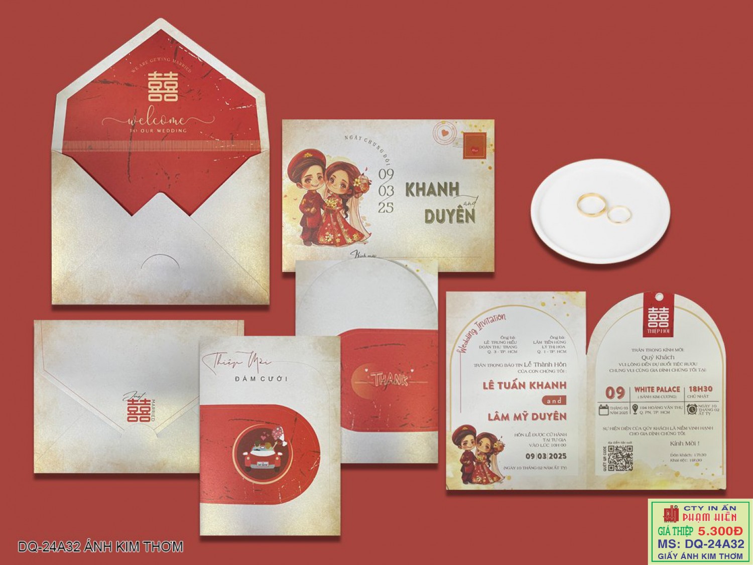 THIỆP CƯỚI 24A32 GIẤY ÁNH KIM THƠM