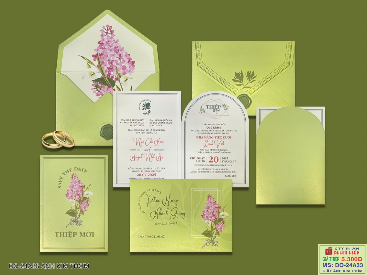 THIỆP CƯỚI 24A33 GIẤY ÁNH KIM THƠM