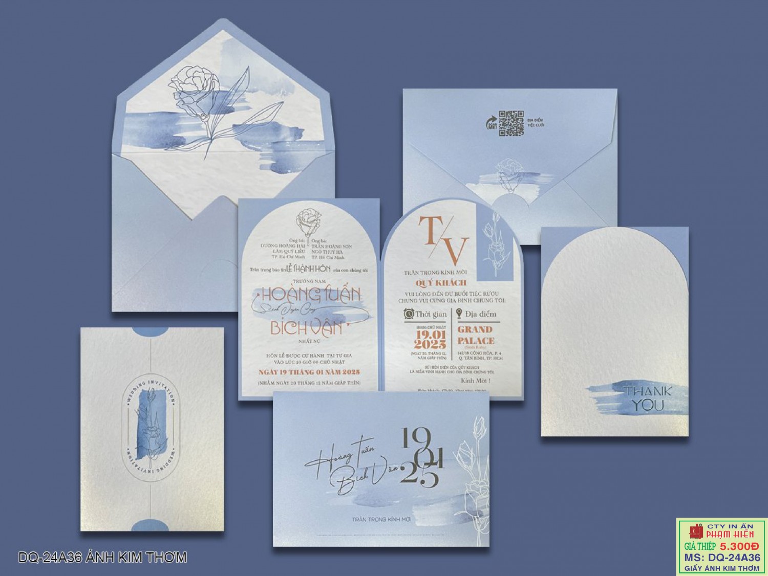 THIỆP CƯỚI 24A36 GIẤY ÁNH KIM THƠM