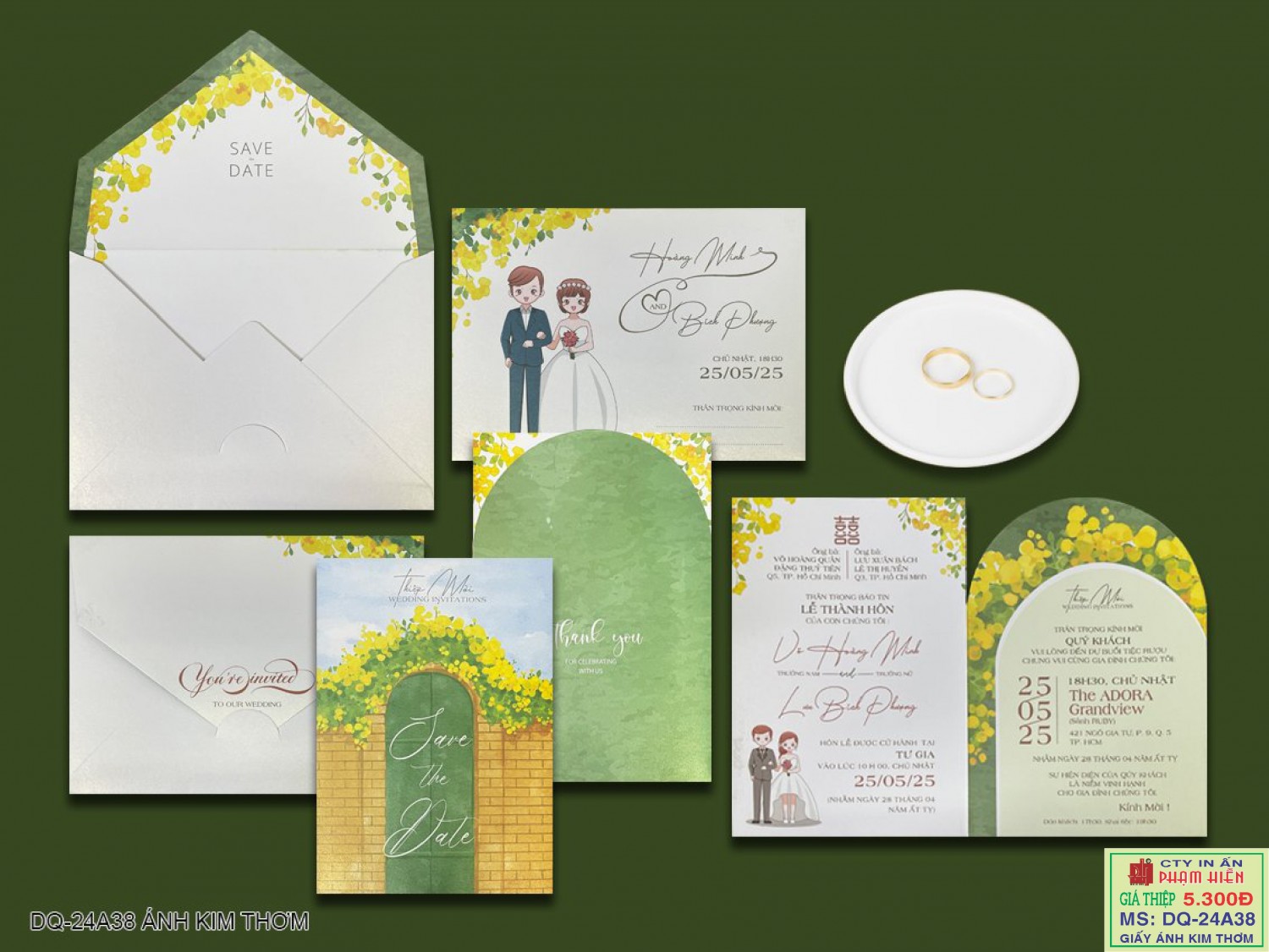 THIỆP CƯỚI 24A38 GIẤY ÁNH KIM THƠM