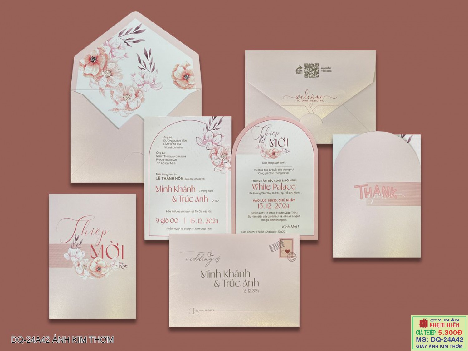 THIỆP CƯỚI 24A42 GIẤY ÁNH KIM THƠM